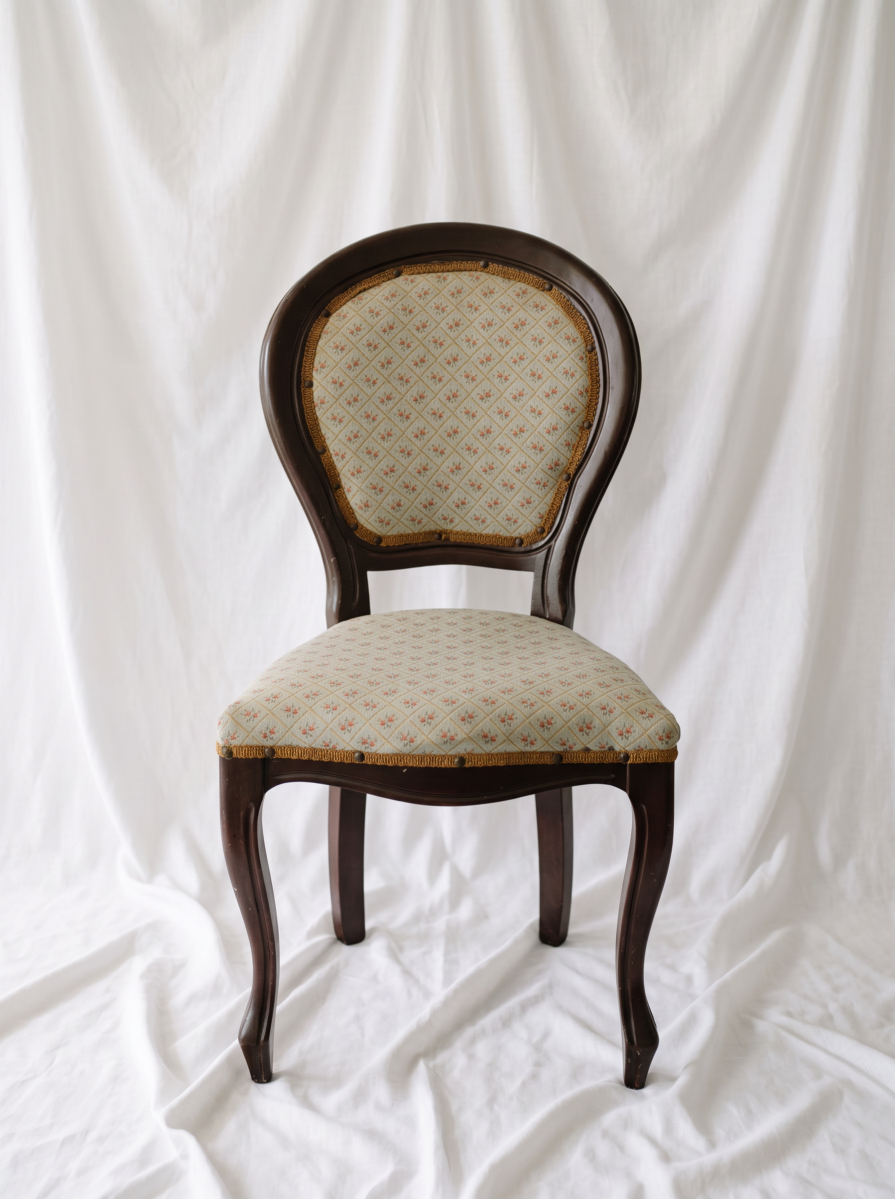 Vintage Floral Oval Back Chair