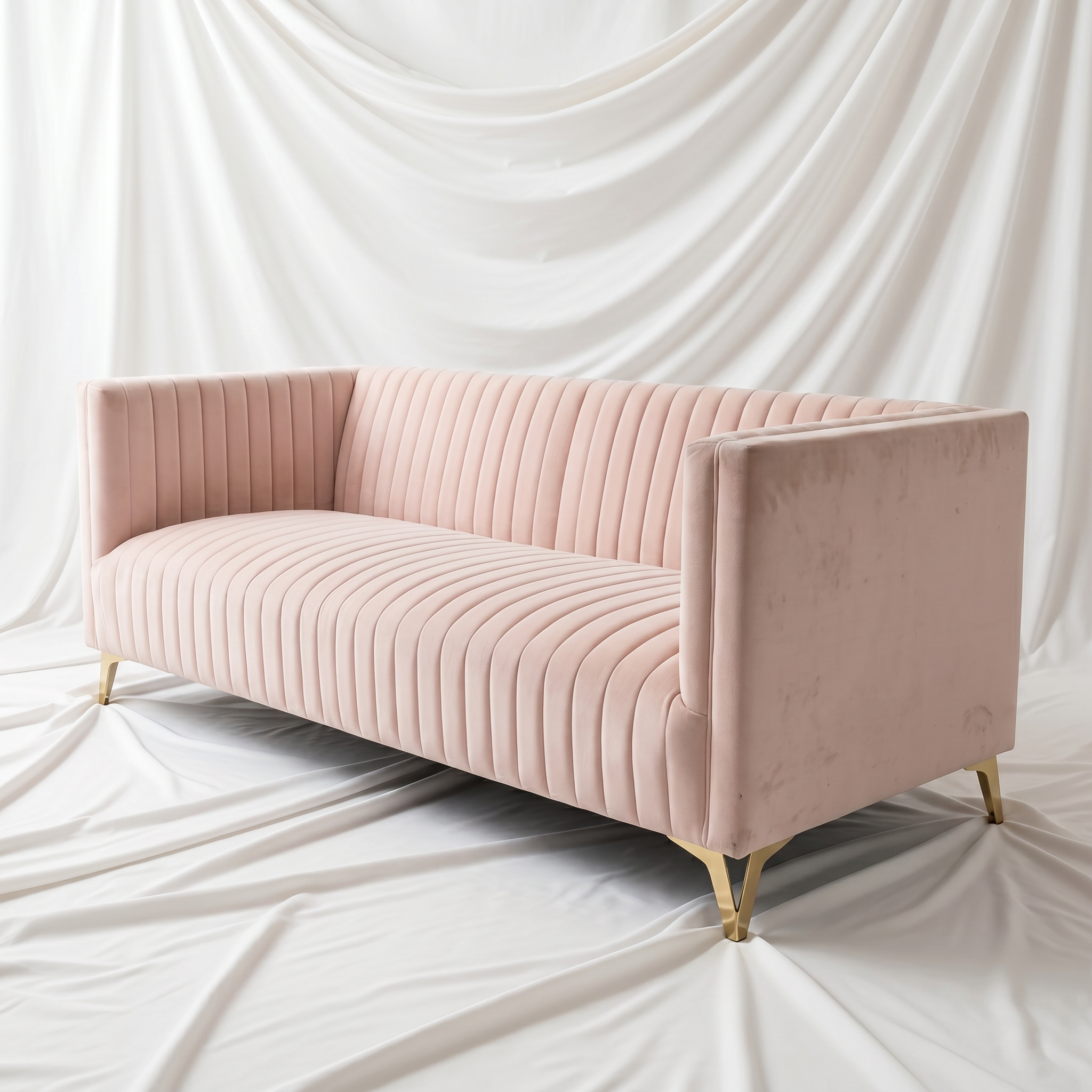 Blush Velvet Sofa
