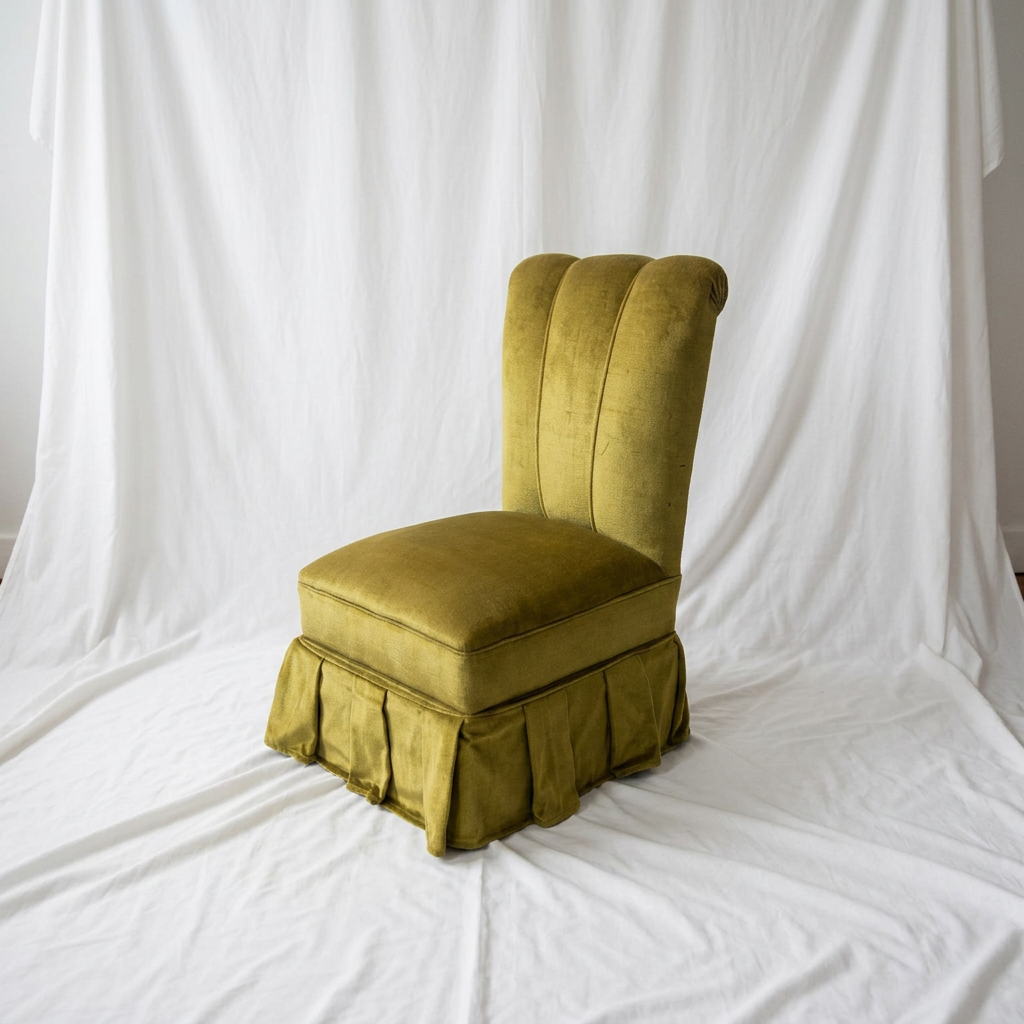 Olive Velvet Skirted Chair