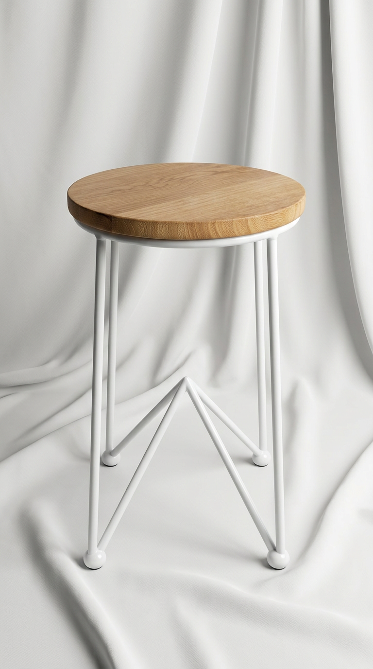 White Hairpin Stool