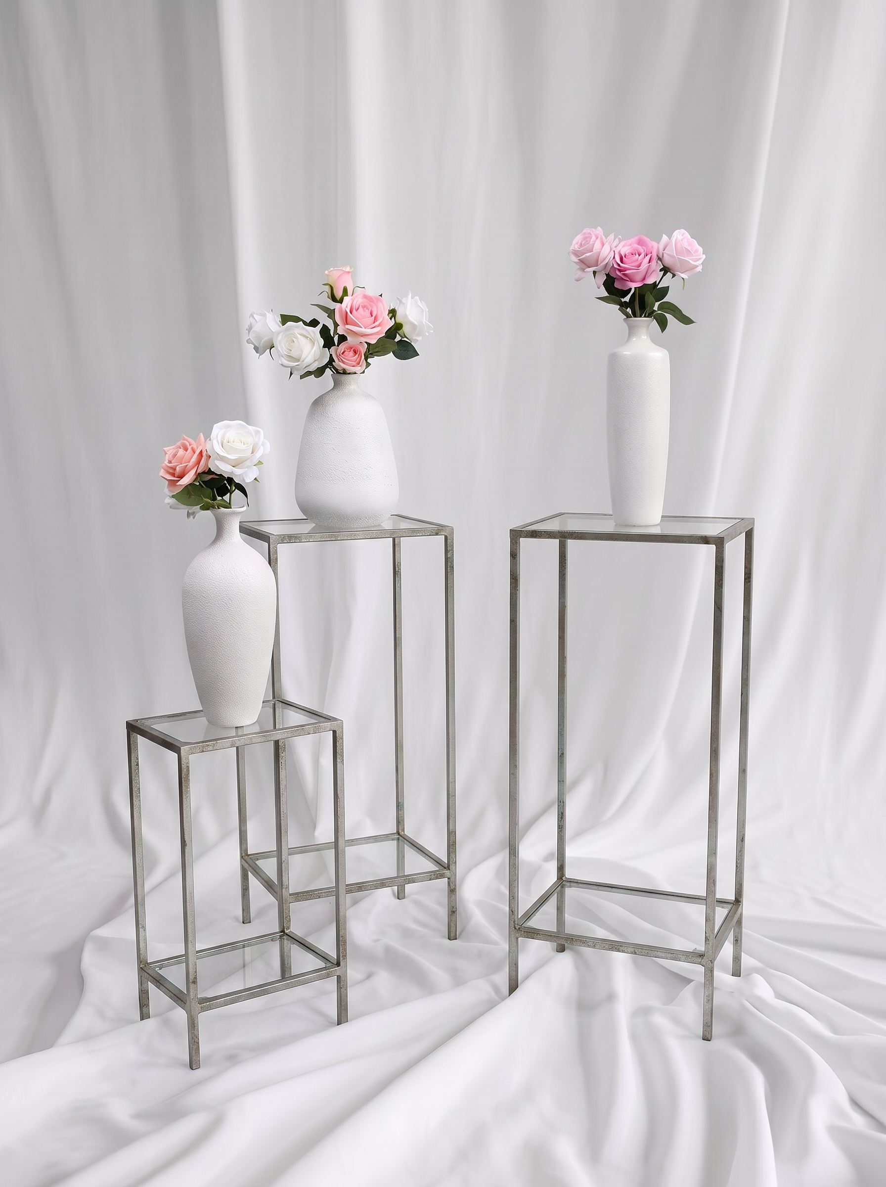 Metal and Glass Display Plinth Set