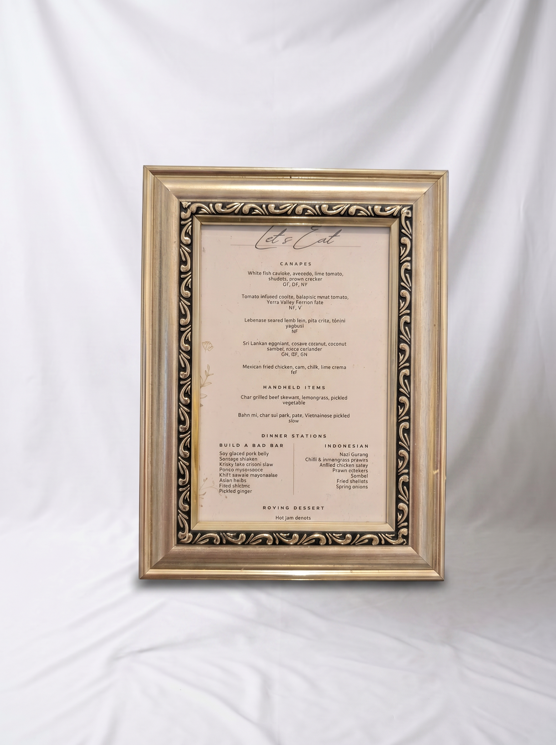 Ornate Gold Menu Frames