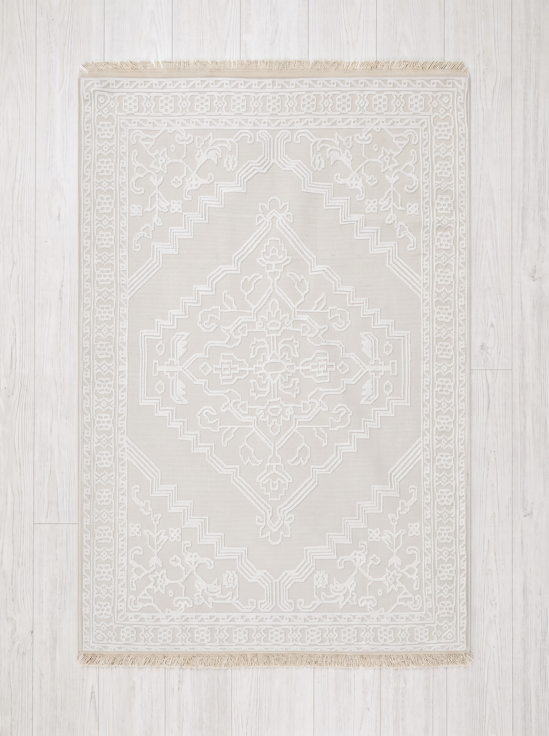 Ivory Geometric Medallion Rug