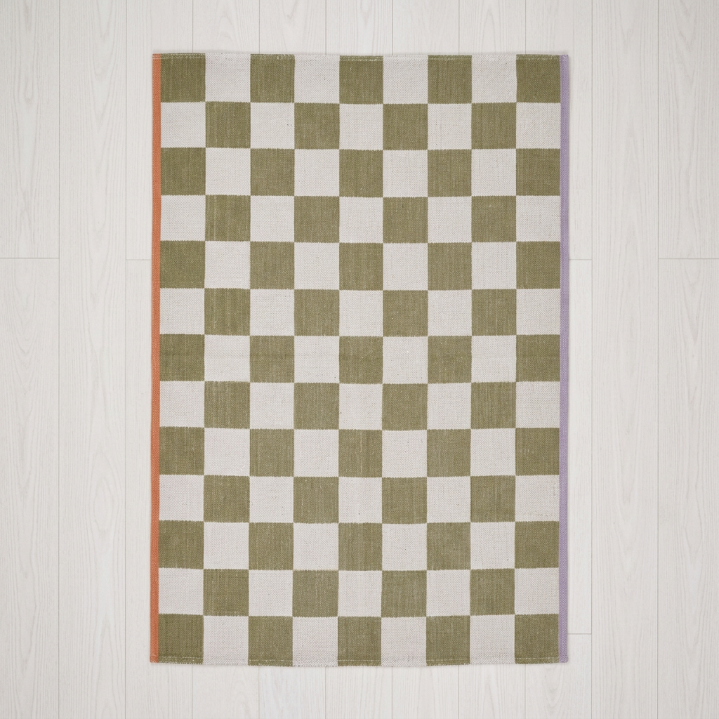 Olive Checkerboard Flatweave Rug