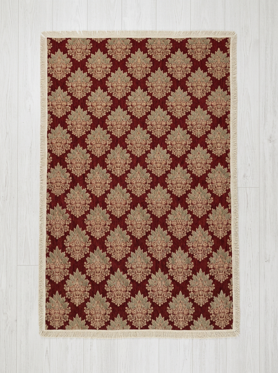 Burgundy Damask Heritage Rug