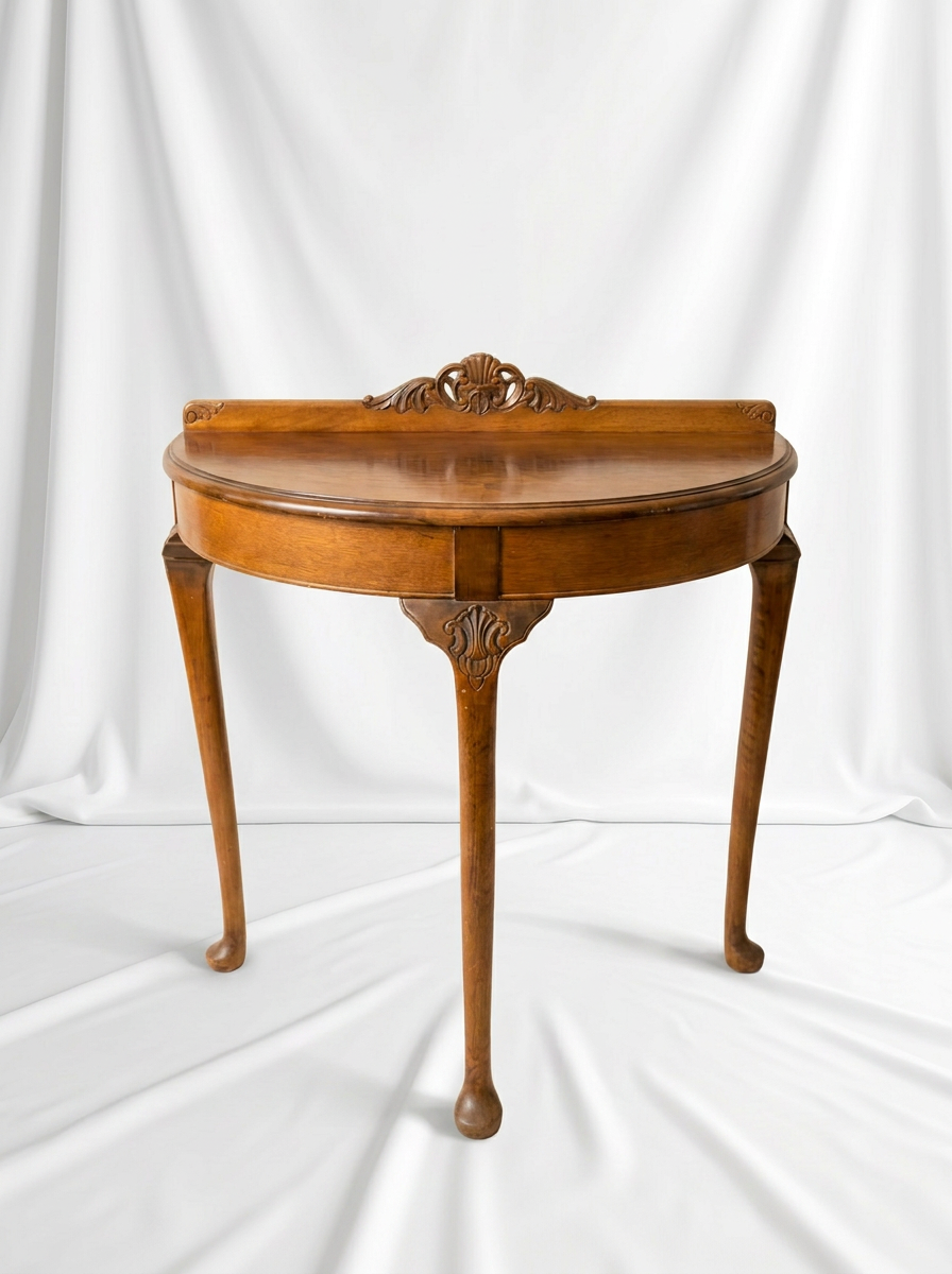 Vintage Half Moon Console Table