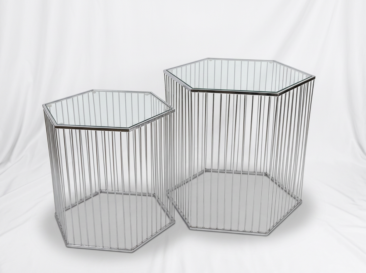 Hexagon Side Table Pair